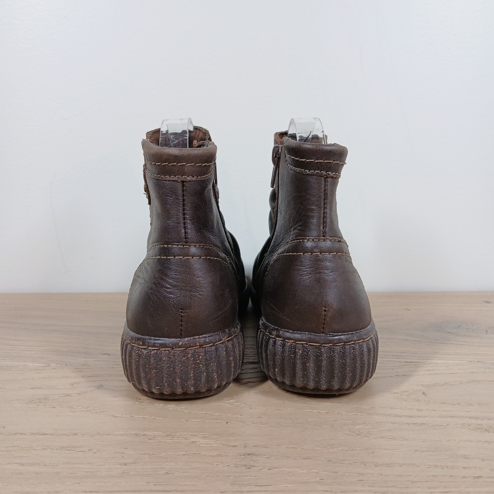 Clarks Booties Womens 7 Brown Leather Ankle Strap Side Zip Comfort Casual Rusti - Picture 4 of 10